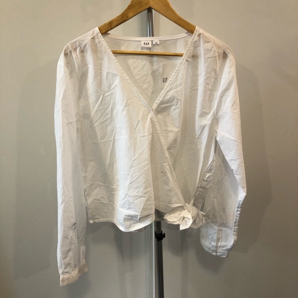 GAP Tops - NWT 💯% Cotton GAP White Tie Waist Blouse XL